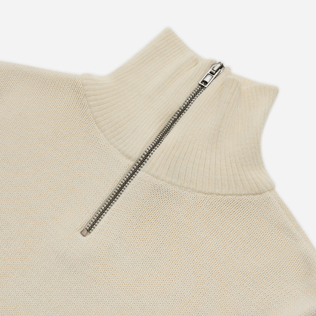 Merino Quarter Zip Jumper - Ecru