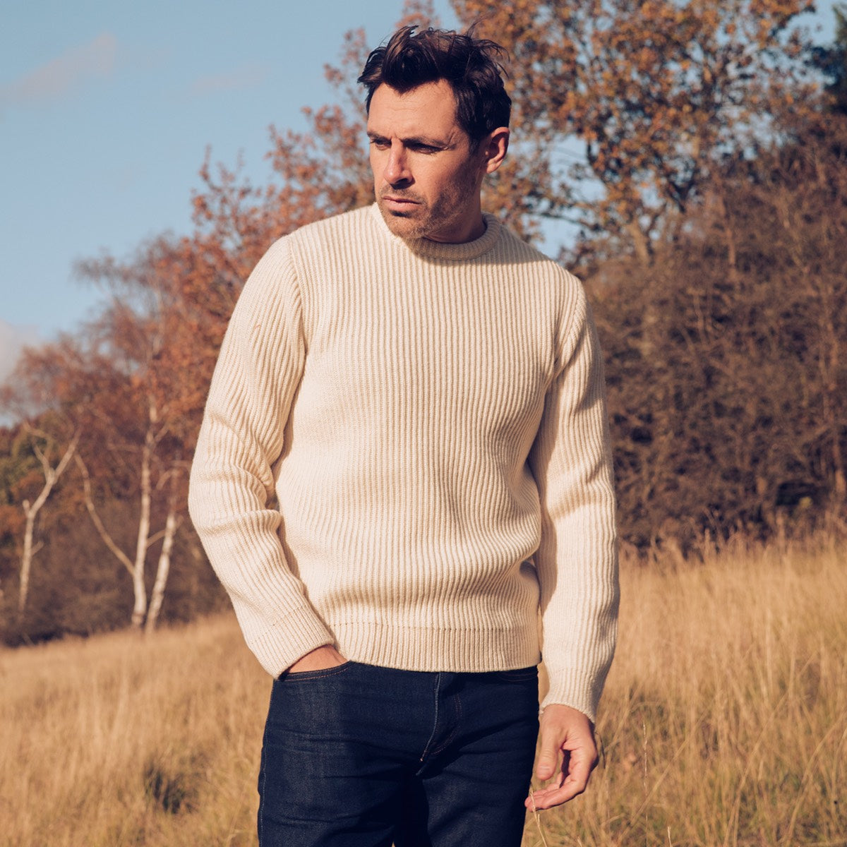 Merino Wool Heavy-Weight Ribbed Crew Jumper