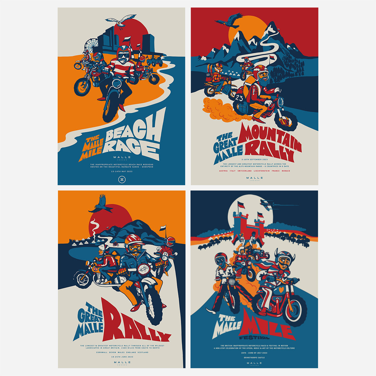 Malle X Stevie Gee 2023 Race/Rally Poster Set